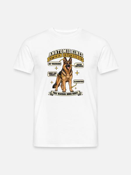 Deutscher Schäferhund Anatomie Spruch Geschenk - Männer T-Shirt - Weiß
