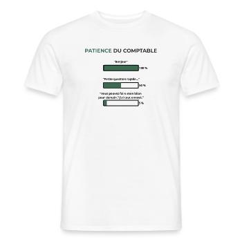 Die Geduld des Buchhalters – Kurze Frage - Männer T-Shirt - Weiß - Vorne - AI Model Male 178 dark (178cm)