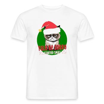 Wütende Weihnachtskatze Weihnachtsmannhut-Smalltalk - Männer T-Shirt - Weiß - Vorne - AI Model Male 178 dark (178cm)