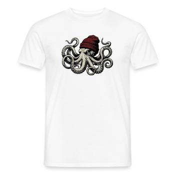 Funny Octopus Beanie Lover Ocean Animal Marine  - Männer T-Shirt - Weiß - Vorne - AI Model Male 178 dark (178cm)
