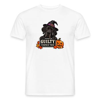 Deutsche Dogge Halloween – Guilty Pumpkin Thief - Männer T-Shirt - Weiß - Vorne - AI Model Male 178 dark (178cm)