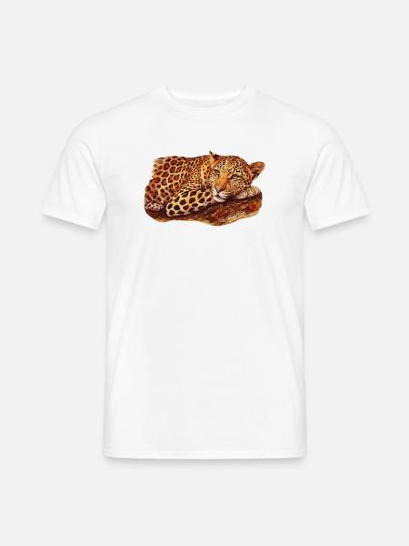 liegende Leopardin, raubkatzen - Männer T-Shirt - Weiß