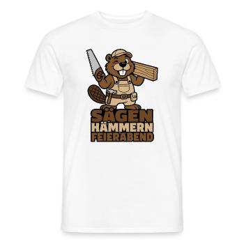Sägen Hämmern Feierabend Handwerker Biber Design - Männer T-Shirt - Weiß - Vorne - AI Model Male 178 dark (178cm)