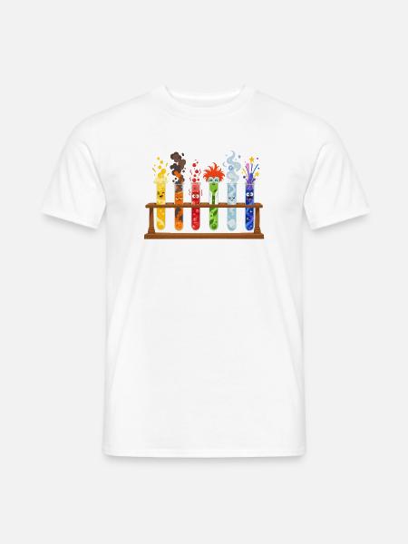 Bunte Reagenzgläser Comicstil - Männer T-Shirt - Weiß