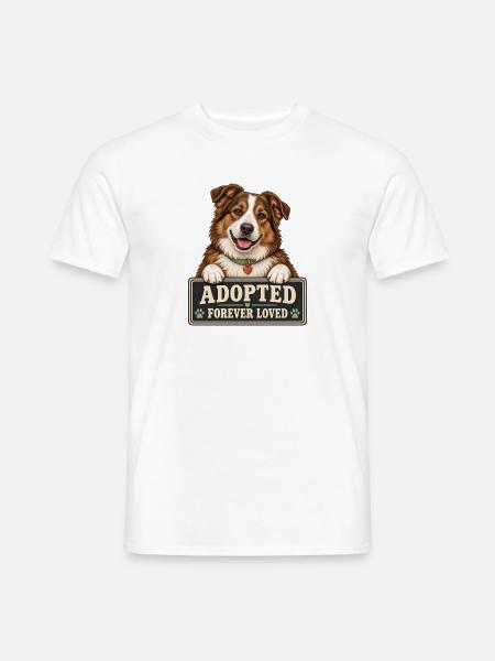 Braunweißer Hund Adoption – Forever Loved - Männer T-Shirt - Weiß