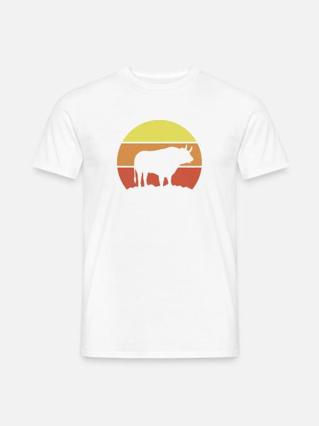 Stier Silhouette Retro - Männer T-Shirt - Weiß