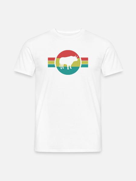 Stier Retro   - Männer T-Shirt - Weiß