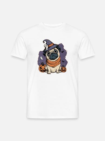 Mops Halloween - Männer T-Shirt - Weiß