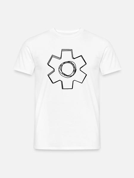 Zahnrad handgezeichnet - Männer T-Shirt - Weiß