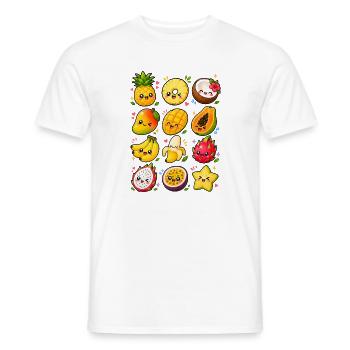 Kawaii Tropenfrüchte | Exotisches Obst - Männer T-Shirt - Weiß - Vorne - AI Model Male 178 dark (178cm)