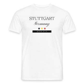 Stuttgart Deutschland Souvenir – Reise minimalist - Männer T-Shirt - Weiß - Vorne - AI Model Male 178 dark (178cm)