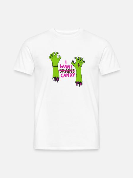 Zombiehände mit Candy-Spruch - Männer T-Shirt - Weiß