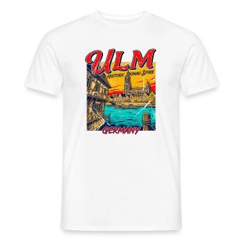Retro Ulm Germany Cityscape Novelty For - Männer T-Shirt - Weiß - Vorne - AI Model Male 178 dark (178cm)