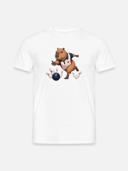 Capybara spielt Bowling - Männer T-Shirt - Weiß