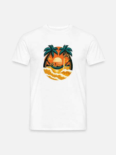 Biermeer Sunset Design - Männer T-Shirt - Weiß