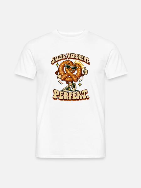 Salzig. Verdreht. Perfekt. Lustige Brezel - Männer T-Shirt - Weiß