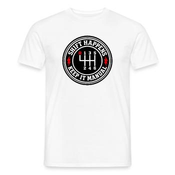Shift Happens Manuell - Männer T-Shirt - Weiß - Vorne - AI Model Male 178 dark (178cm)