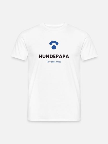 Hundepapa mit Leib & Seele - Männer T-Shirt - Weiß