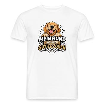 Mein Hund hat mich gut erzogen – Hunde Humor - Männer T-Shirt - Weiß - Vorne - AI Model Male 178 dark (178cm)