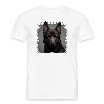 Dunkler Schäferhund  - Männer T-Shirt - Weiß - Vorne - AI Model Male 178 dark (178cm)