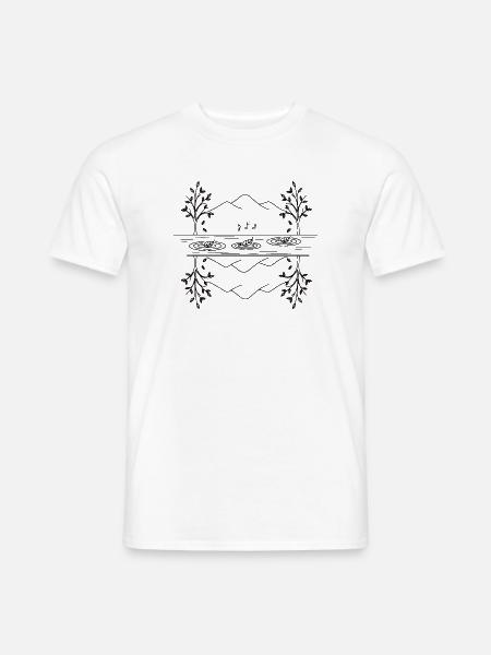Herbstsee Melodie - Blätter und Musik ( schwarz) - Männer T-Shirt - Weiß