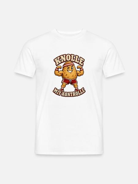Knolle mit Kontrolle – Kartoffel Fitness - Männer T-Shirt - Weiß