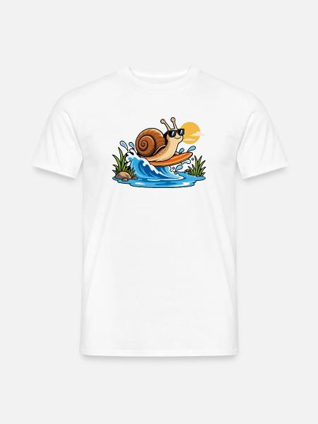 Surfing Snail - Männer T-Shirt - Weiß