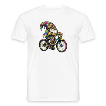 Psychedelischer Gartenzwerg auf Fahrrad - Männer T-Shirt - Weiß - Vorne - AI Model Male 178 dark (178cm)