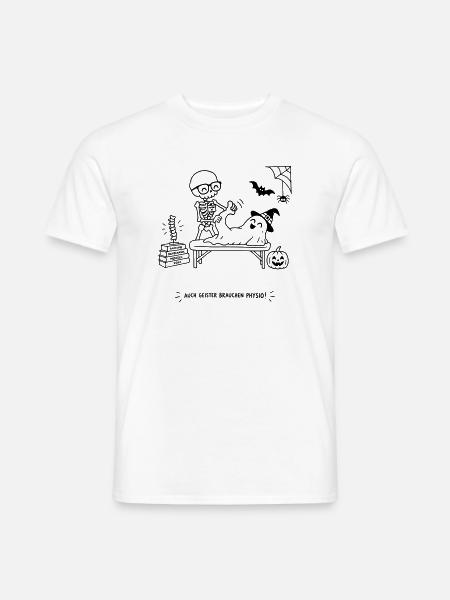Geister Physio Skelett Physiotherapie Halloween - Männer T-Shirt - Weiß