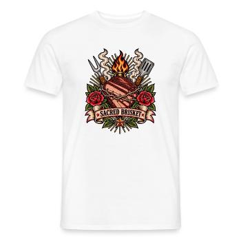 Sacred Brisket – BBQ Tattoo Pitmaster Design - Männer T-Shirt - Weiß - Vorne - AI Model Male 178 dark (178cm)