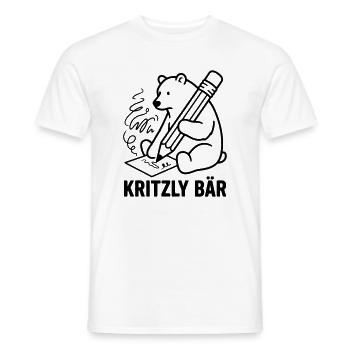 Kritzly Bär Grizzly Bär Zeichnen Wortwitz  - Männer T-Shirt - Weiß - Vorne - AI Model Male 178 dark (178cm)