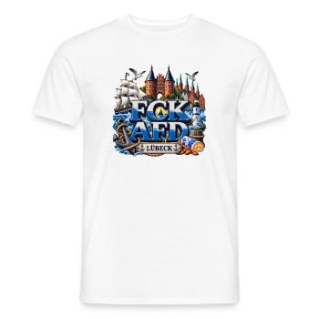 Hansestadt Lübeck gegen AFD - Männer T-Shirt - Weiß - Vorne - AI Model Male 178 dark (178cm)