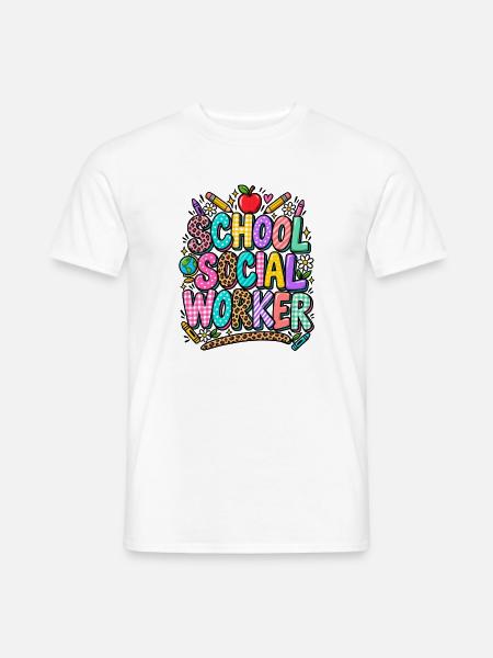Schulsozialarbeiter Doodle Kunst - Männer T-Shirt - Weiß