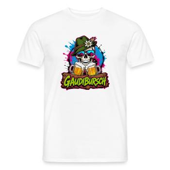 Totenkopf mit Trachtenhut Bier Spruch Bursche - Männer T-Shirt - Weiß - Vorne - AI Model Male 178 dark (178cm)