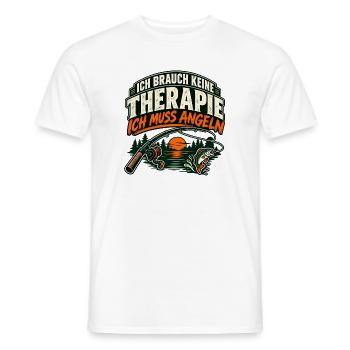 Ich brauch keine Therapie – ich muss angeln - Männer T-Shirt - Weiß - Vorne - AI Model Male 178 dark (178cm)