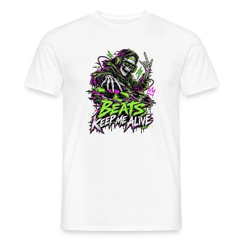 Beats Keep Me Alive Neon DJ - Männer T-Shirt - Weiß - Vorne - AI Model Male 178 dark (178cm)