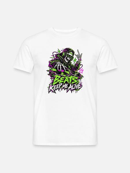 Beats Keep Me Alive Neon DJ - Männer T-Shirt - Weiß