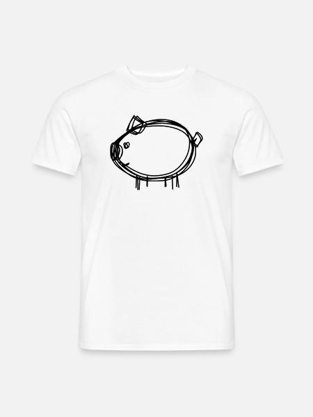 Schwein handgezeichnet - Männer T-Shirt - Weiß