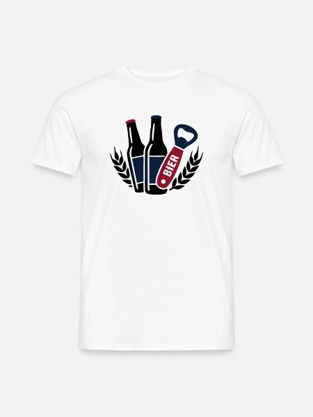 Flaschenoeffner Bier Logo - Männer T-Shirt - Weiß