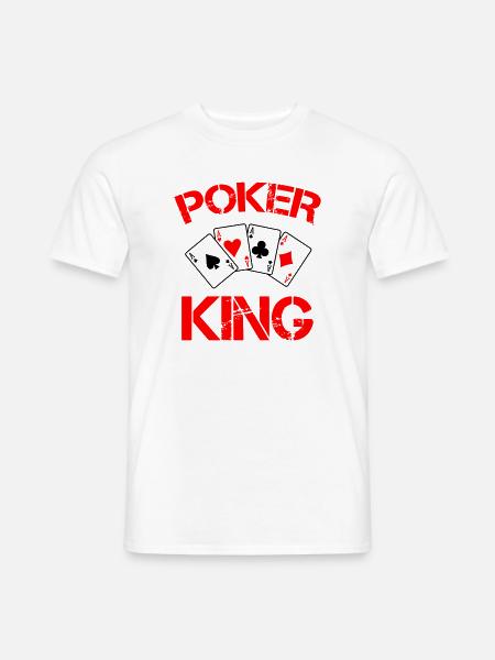 Poker König: Roter Kartenstil - Männer T-Shirt - Weiß