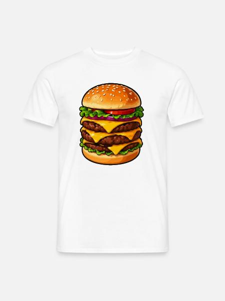 Dreifacher Cheeseburger Kraft - Männer T-Shirt - Weiß