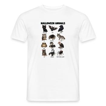  Halloween Tierdiagramm Schwarze Katze Fledermaus - Männer T-Shirt - Weiß - Vorne - AI Model Male 178 dark (178cm)