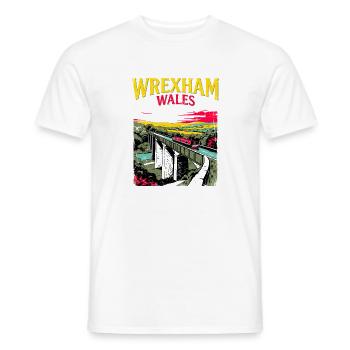 City Vintage Travel Poster Wrexham Wales Novelty - Männer T-Shirt - Weiß - Vorne - AI Model Male 178 dark (178cm)