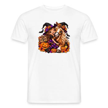 Kuschelige Halloween-Hexe & Pony - Männer T-Shirt - Weiß - Vorne - AI Model Male 178 dark (178cm)
