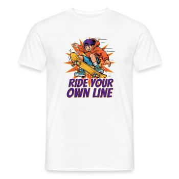Skateboard Ride Your Own Line Cartoon Streetwear - Männer T-Shirt - Weiß - Vorne - AI Model Male 178 dark (178cm)