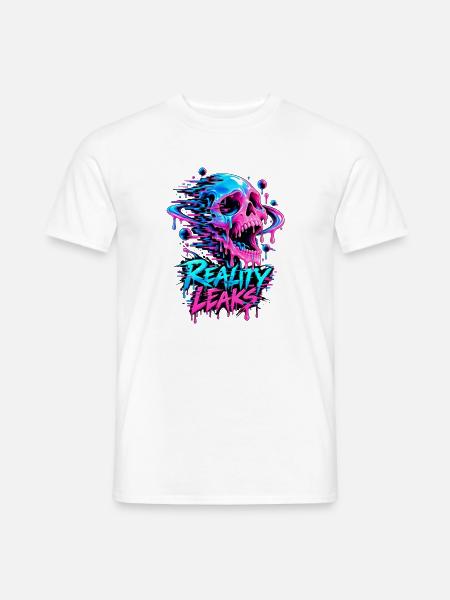 Reality Leaks Neon Skull - Männer T-Shirt - Weiß