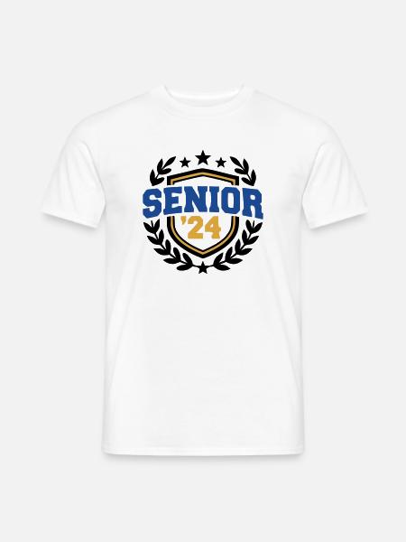 Senior Abschluss Wappen Logo - Männer T-Shirt - Weiß