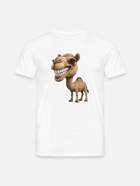 Funny Smile Camel – Big Head Smile - Männer T-Shirt - Weiß
