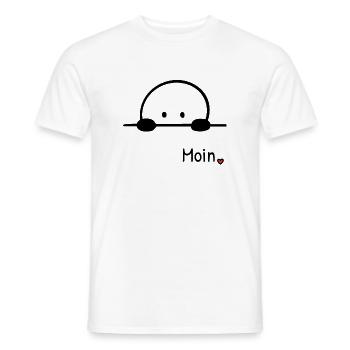 Moin. | Kleine Guckfigur mit Herz regionaler Gruss - Männer T-Shirt - Weiß - Vorne - AI Model Male 178 dark (178cm)