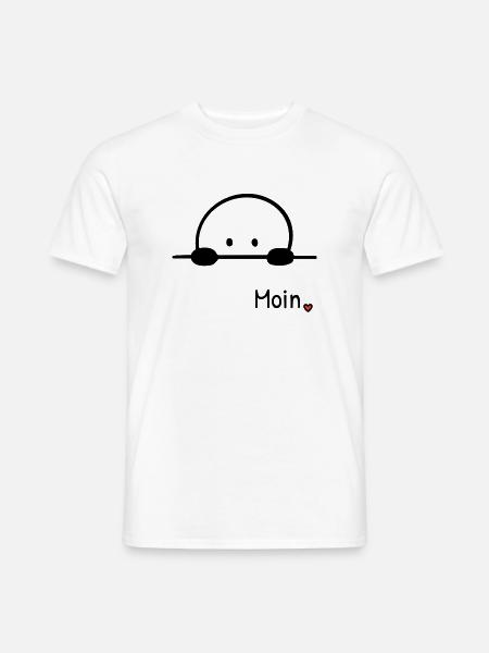 Moin. | Kleine Guckfigur mit Herz regionaler Gruss - Männer T-Shirt - Weiß